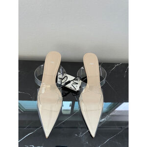 Zara PVC (Clear) & Faux Leather Pumps with Geometric Heel